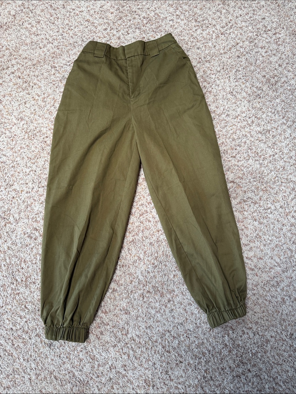 Olive Green Elastic Cuff Pants